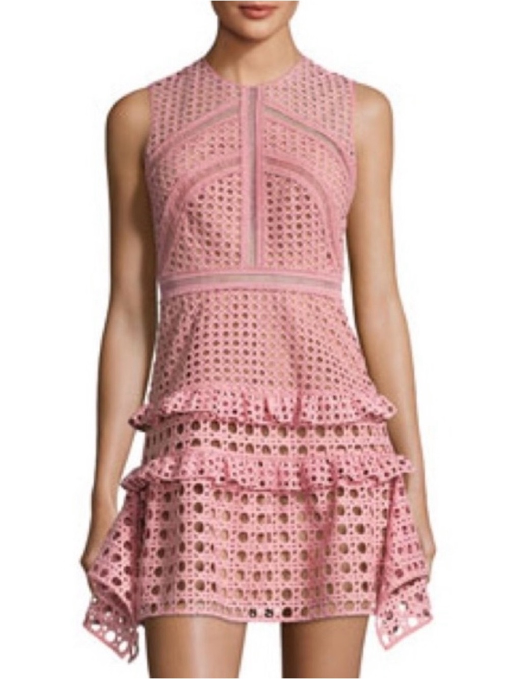 Self-Portrait Crosshatch Frill Ruffle Mini Dress